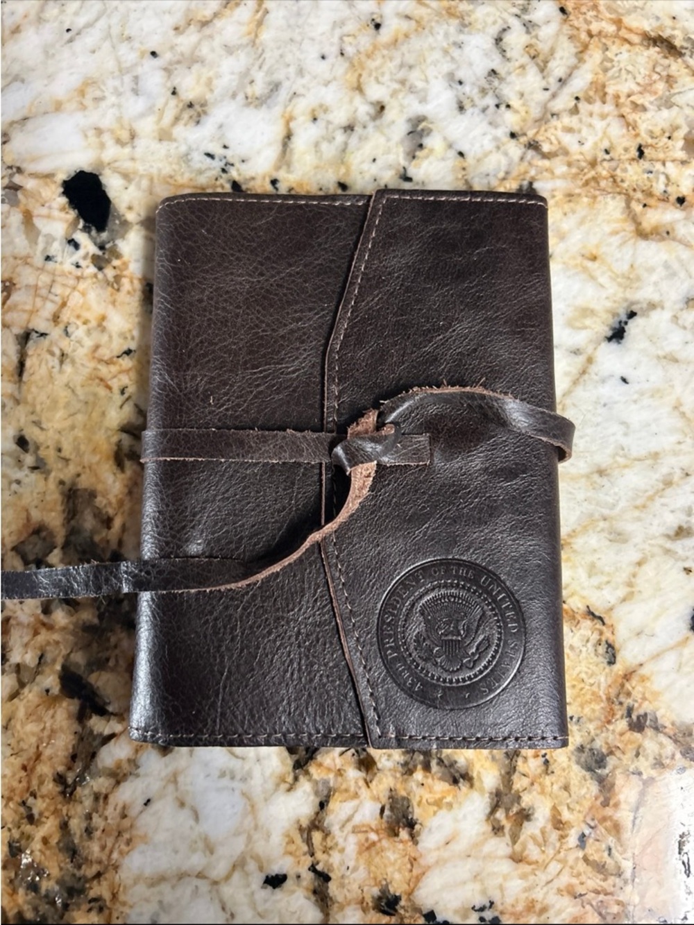 Embossed Leather Wrap Journal - Dark Brown